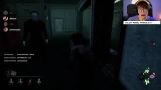 Steve getting jump scared in Dead by Daylight