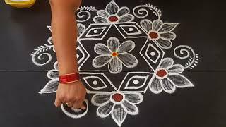 simple rangoli design 5*3dots small beautifulkolam daily muggulu Anu'srangoli