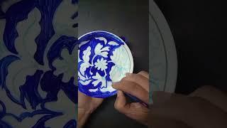 Blue Pottery Painting on plate/Amazing idea