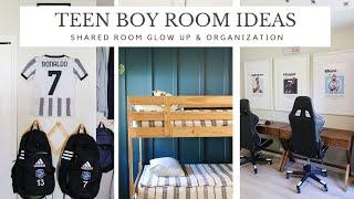 Shared Teen Boy Room Ideas  |  Glow Up & Organization