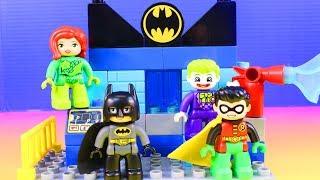 Just4fun290 Builds Batman Batcave With Blocks | The Joker | Poison Ivy | Superhero Adventure