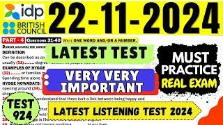 IELTS Listening Practice Test 2024 with Answers | 22.11.2024 | Test No - 924