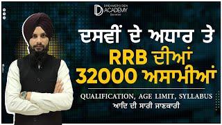 RRB 32000 Posts | 10th Qualification | Complete Details: Age, Syllabus & How to Apply