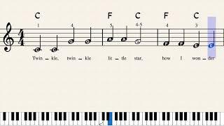 Twinkle Twinkle Little Star - Easy Keyboard Sheet Music with Letters