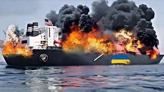 Today! May 10,Russian Ka-52 helicopters brutally sank 2 Ukrainian cargo ships full of explosives.