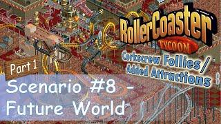 RollerCoaster Tycoon || Park Playthrough: Future World [Part 1/3] || Paths, city area & 4 coasters!