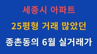 세종시 아파트 25평형 거래가 많았던 소담동의 6월 실거래가