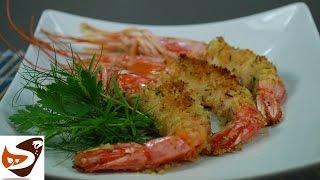 Gamberoni al forno:  gratinati con pane alle erbe - secondi piatti veloci (baked prawns recipe)