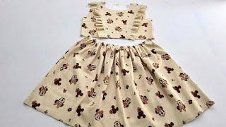 Easy Step by Step Dress Cutting and Sewing / How to Make a Dress Suitable for 4-5 Ages