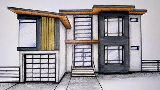 #042 - How to Draw a House in One-Point Perspective