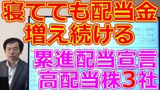 【寝てても配当金が増え続ける！】累進配当を宣言した高配当株3社