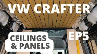 VW Crafter Camper van Conversion  EP5 Ceiling with LED Lighting and Bed Lift Panels.