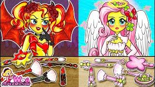 MY LITTLE PONY Makeup Transformation : Devil Sunset Shimmer VS Angel Fluttershy | 재미있는 스톱 모션 만화