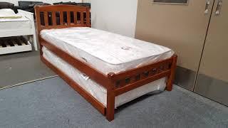 Miki Single Bed Solid Hardwood in Antique Oak Malaysian Made