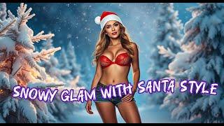 Winter Wonderland Glam: Bikini, Shorts & Santa Hat ️