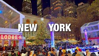 NYC LIVE Freezing Cold Manhattan Bryant Park Christmas Tree 2024, 5th Avenue (December 3, 2024)