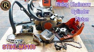 Fixing Chainsaw  STIHL MS180 / Change Cylinder and Piston / Repair Chainsaw