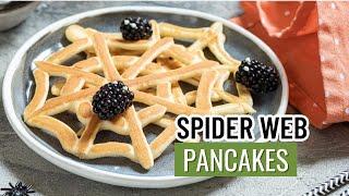 Creepy Halloween Spider Web Pancakes