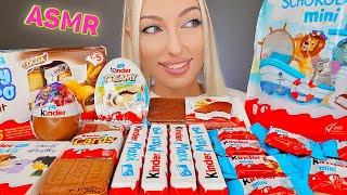 ASMR EATING CHOCOLATE KINDER PARTY, CANDY BARS, CAKE, HAPPY HIPPO, CARDS, 초콜릿 (DESSERT) MUKBANG 먹방