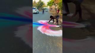 Road rangoli designs/ Pratik21artist/ chhammak chhallo song / #tamilsong #shorts #artwork #21