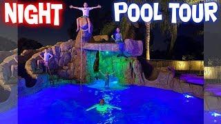 Amazing Pool Light Show - Nighttime Pool Backyard Tour!