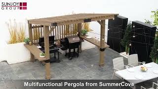 Backyard Cooking Ideas | Sunjoy 10 x 11 DIY Grill Pergola for Outdoor BBQ