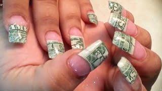 Acrylic Full Set Money Nails Art