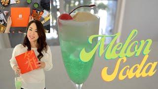 How to make MELON SODA | Japanese Animetic Drink and Japanese Snacks taste test-  Bokkusu!