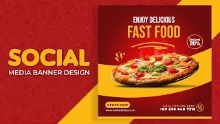 Food social media banner design for Freepik I Photoshop Tutorial