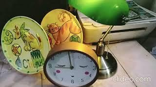 Studio Room- Upgrade-New Addition-Wooden Clock-Bankers Lamp-Antique Plates