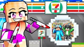 I Built a SECRET 7-11 to Hide From Crazy Fan Girl in Minecraft!