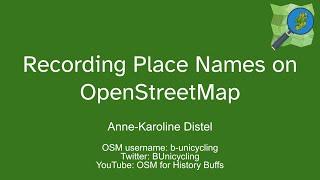 OHNI 2023: Recording Place Names on OpenStreetMap