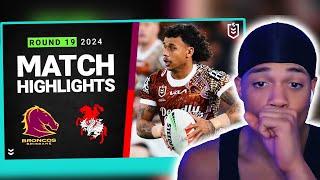 AMERICAN'S FIRST TIME WATCHING NRL 2024 Broncos v Dragons Match Highlights!!