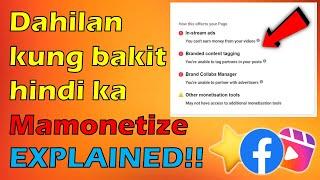 DAHILAN KUNG BAKIT HINDI KA MAMONETIZE SA FACEBOOK | PARTNER & CONTENT MONETIZATION POLICY EXPLAINED