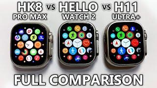 HK8 Pro Max vs Hello Watch 2 vs H11 Ultra+ Full Comparison! Top 1 Sport SmartWatches 2023 - ASMR