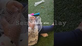 Sensory and loose parts play for babies from 4 months old #sensorylearning #sensoryfun