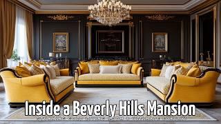 Inside a Beverly Hills Mansion: Stunning Gold Living Room & Ultimate Luxury!