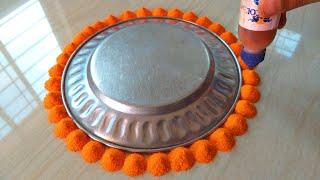 Diwali Beautiful New Rangoli Design With Trick इस तरह बनाये | Easy Rangoli फेविकोल बोतल से बनाये