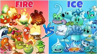 All Plants Team ICE vs FIRE Power UP - Who Will Win? - PvZ 2 Team Plant vs Team Plant