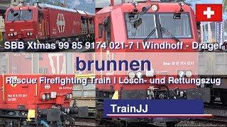 SBB Firefighting and Rescue Train | LRZ SBB Xtmas 174 021 URI  Windhoff Dräger | Brunnen Switzerland
