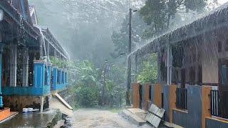 Heavy rain in Indonesian mountain villages||natural and refreshing atmosphere||for insomnia
