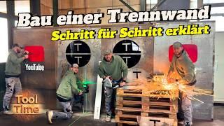 Trennwand mit Acrylglas! Bolzen schweißen, Bleche lasern, Montage und die Acrylglas Bearbeitung