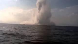 What a sea mine explosion looks like