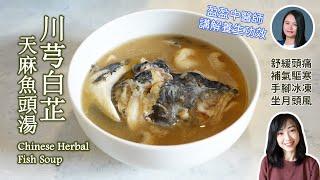 【養生食譜】川芎白芷天麻魚頭湯 如何去魚湯腥味 女士養生 產後 中醫師講解功效 Chinese Herbal Fish Soup Chinese recipe after giving birth