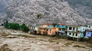 Flood with lava and kilometers of ash after the eruption of the Stromboli volcano, Italy