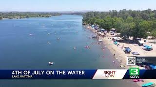 Lake Natoma packed with people on the water for Fourth of July