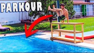 PARKOUR EPICO EN LA PISCINA !! **SALTOS EXTREMOS** Makiman