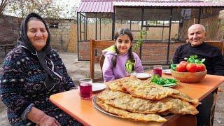 Delicious Qutab Recipe with Stir-fried Beef! How to Cook National Meal in Azerbaijan Village?