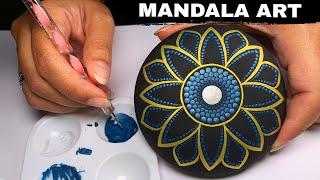 Dot Art Mandala Stone Painting Rocks Tutorial | How to Paint Mandala for Beginners #mandala #dotart