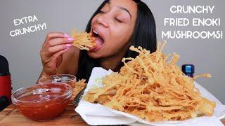 Fried Enoki Mushrooms Recipe & Mukbang